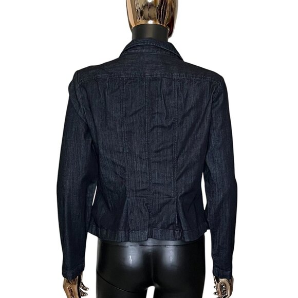 NIC + ZOE Dark Wash Peplum Denim Jacket Snap Front Medium - Picture 3 of 10